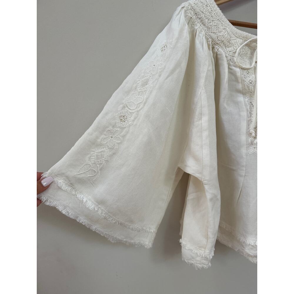 Free People Sun Valley Embroidered Fringed Top Boho Festival Cottagecore Small - Picture 4 of 9